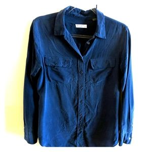 EQUIPMENT Navy blue brushed silk button down